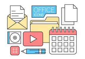 Icone di Office lineari gratuiti in stile minimal vettore