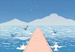 Boardwalk sull'illustrazione di vettore del mare