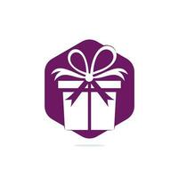 regalo scatola vettore logo design. illustrazione di regalo scatola regalo, saluto, sorpresa. saluto scatola o avvolgere regalo scatola.