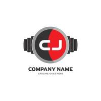 cj lettera logo design icona fitness e musica vettore simbolo.