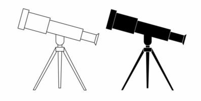 schema silhouette telecospe icona impostato isolato su bianca sfondo vettore