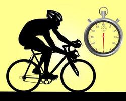 Ciclismo e cronometro su giallo sfondo vettore
