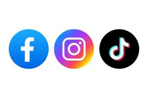 Facebook, instagram e tic toc icona vettore