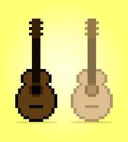 Pixel per chitarra acustica a 8 bit. oggetto strumento per risorse di gioco e schemi punto croce nelle illustrazioni vettoriali. vettore