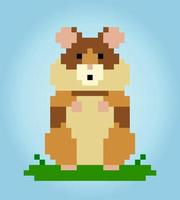 Criceto di pixel a 8 bit. animale per le risorse di gioco nell'illustrazione vettoriale. vettore