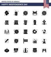 25 creativo Stati Uniti d'America icone moderno indipendenza segni e 4 ° luglio simboli di celebrazione americano i soldi paesaggio urbano edificio modificabile Stati Uniti d'America giorno vettore design elementi