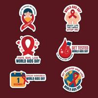 collezione di adesivi per la giornata mondiale dell'aids vettore