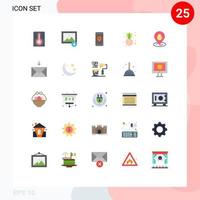 mobile interfaccia piatto colore impostato di 25 pittogrammi di Messaggio Pasqua smartphone carta geografica Posizione modificabile vettore design elementi