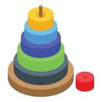Montessori giocattolo piramide icona isometrico vettore. legna formazione scolastica vettore