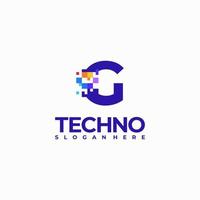 g pixel lettera logo design modello, pixel tecnologia logo simbolo concetto vettore