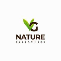 g lettera foglia iniziale natura logo disegni, moderno lettera verde natura logo vettore icona illustrazione