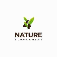 4 numero foglia iniziale natura logo disegni, moderno numero verde natura logo vettore icona illustrazione