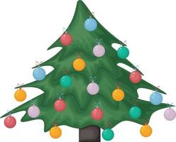 Natale albero. Natale albero decorato con colorato palloncini. Natale illustrazione. vettore illustrazione su un' bianca sfondo