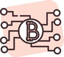 blockchain bitcoin, icona, vettore su bianca sfondo.