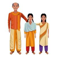 personaggi dei cartoni animati della famiglia indiana vettore