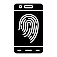 mobile impronta digitale glifo icona vettore
