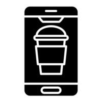 caffè mobile glifo icona vettore