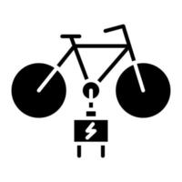 icona del glifo della bici elettrica vettore