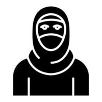 icona del glifo hijab vettore