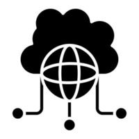 icona del glifo di rete cloud vettore