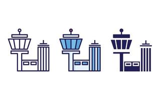 controllo Torre, aviazione linea e glifo icona, vettore illustrazione