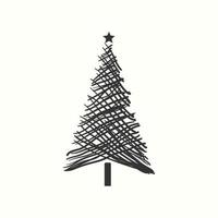Natale albero silhouette mano disegnato illustrazione su bianca sfondo vettore