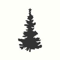 Natale albero silhouette mano disegnato illustrazione su bianca sfondo vettore