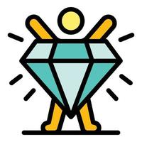 diamante broker palcoscenico icona colore schema vettore