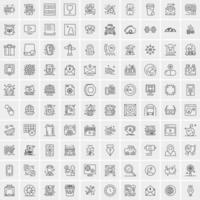 100 universale nero linea icone su bianca sfondo vettore