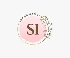 iniziale SI femminile logo. utilizzabile per natura, salone, terme, cosmetico e bellezza loghi. piatto vettore logo design modello elemento.