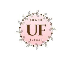 iniziale uf femminile logo. utilizzabile per natura, salone, terme, cosmetico e bellezza loghi. piatto vettore logo design modello elemento.