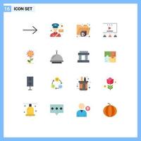 16 piatto colore concetto per siti web mobile e applicazioni allarme natura cartella floreale video tutorial modificabile imballare di creativo vettore design elementi