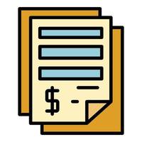 i soldi documenti icona colore schema vettore