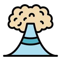 terremoto vulcano icona colore schema vettore