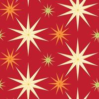 senza soluzione di continuità modello di luminosa stelle su isolato rosso sfondo. vacanza design celebrazione di nuovo anno, Natale, inverno vacanze. stellato sfondo per saluto carte, scrapbooking, sfondo. vettore