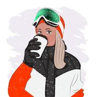 alla moda donna nel sciare occhiali a un' sciare ricorrere, moda, vettore illustrazione