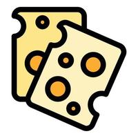 formaggio fette icona colore schema vettore