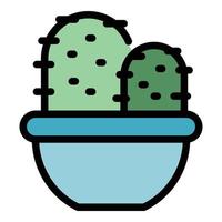 Camera da letto cactus pentola icona colore schema vettore