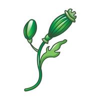 verde piccolo papavero icona, cartone animato stile vettore