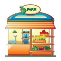 azienda agricola verdure strada negozio icona, cartone animato stile vettore
