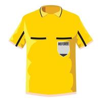 giallo calcio arbitro camicia icona, cartone animato stile vettore