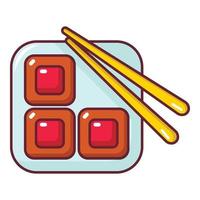 Sushi icona, cartone animato stile vettore