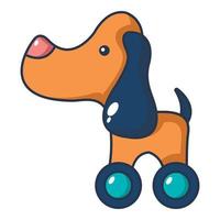 cane giocattolo su ruote icona, cartone animato stile vettore