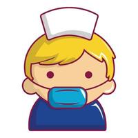 incinta infermiera icona, cartone animato stile vettore