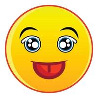 sorridente giallo emoticon icona, cartone animato stile vettore