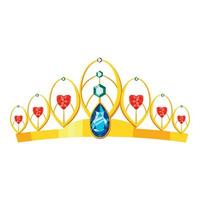 Principessa tiara icona, cartone animato stile vettore