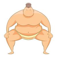 sumo lottatore icona, cartone animato stile vettore