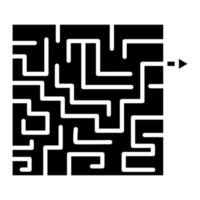 labirinto soluzione glifo icona vettore
