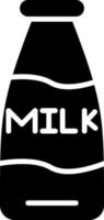 icona del glifo con bottiglia di latte vettore