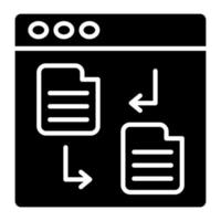 icona del glifo con trasferimento dati vettore